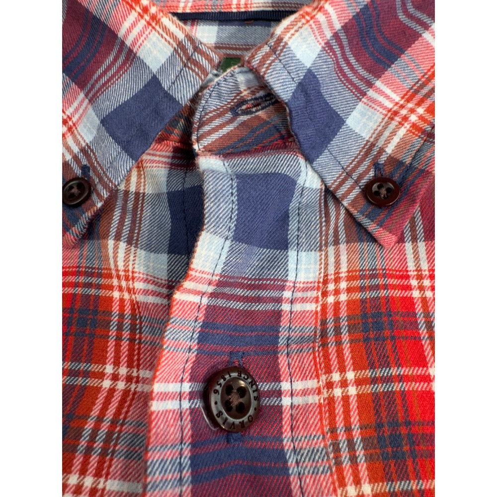 Orvis‎ Classic Fit Plaid Button Down Shirt Red Blue White Men's Size Large